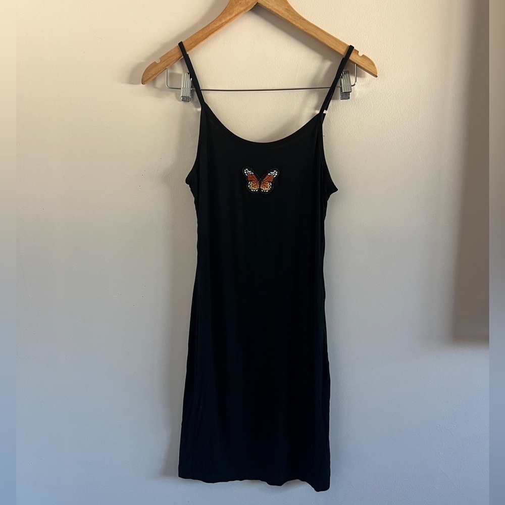 Black Butterfly Bodycon Tank Dress